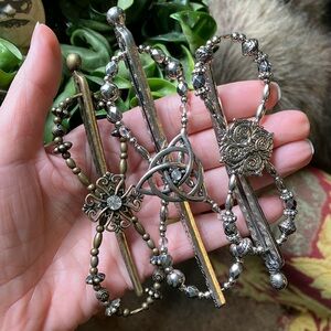 Set of 3 Lilla Rose Flexi 8 Elegant Silver and Bronze Hair Clips XL & L